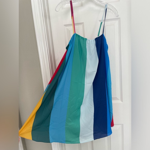Show Me Your Mumu Rainbow Stripe Carlotta Mini Dress Size S NWT - Picture 2 of 7